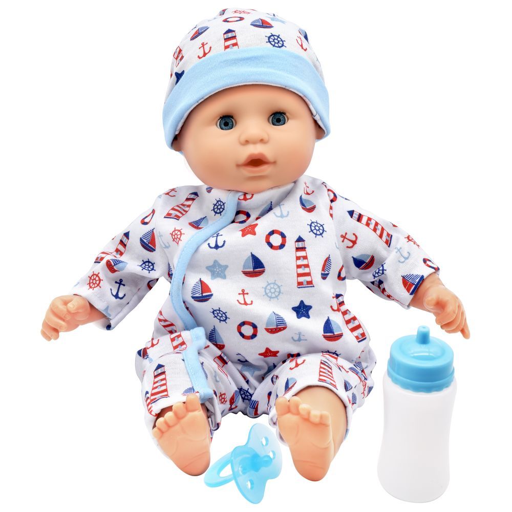 Dollsworld - Baby Joy Soft Bodied Baby Doll - Blue - 38 cm - 3 Pcs