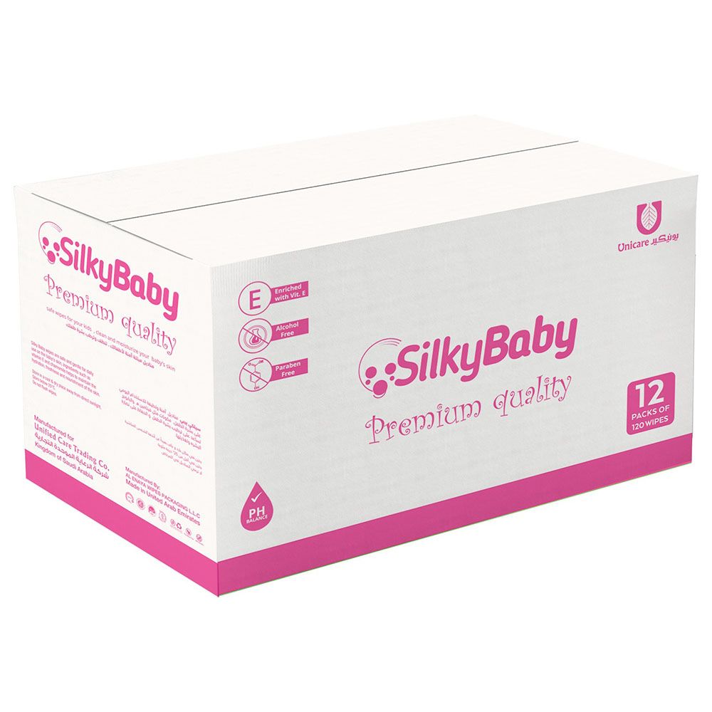 Unicare - Silky Baby Wipes - 120pcs - Pack of 12