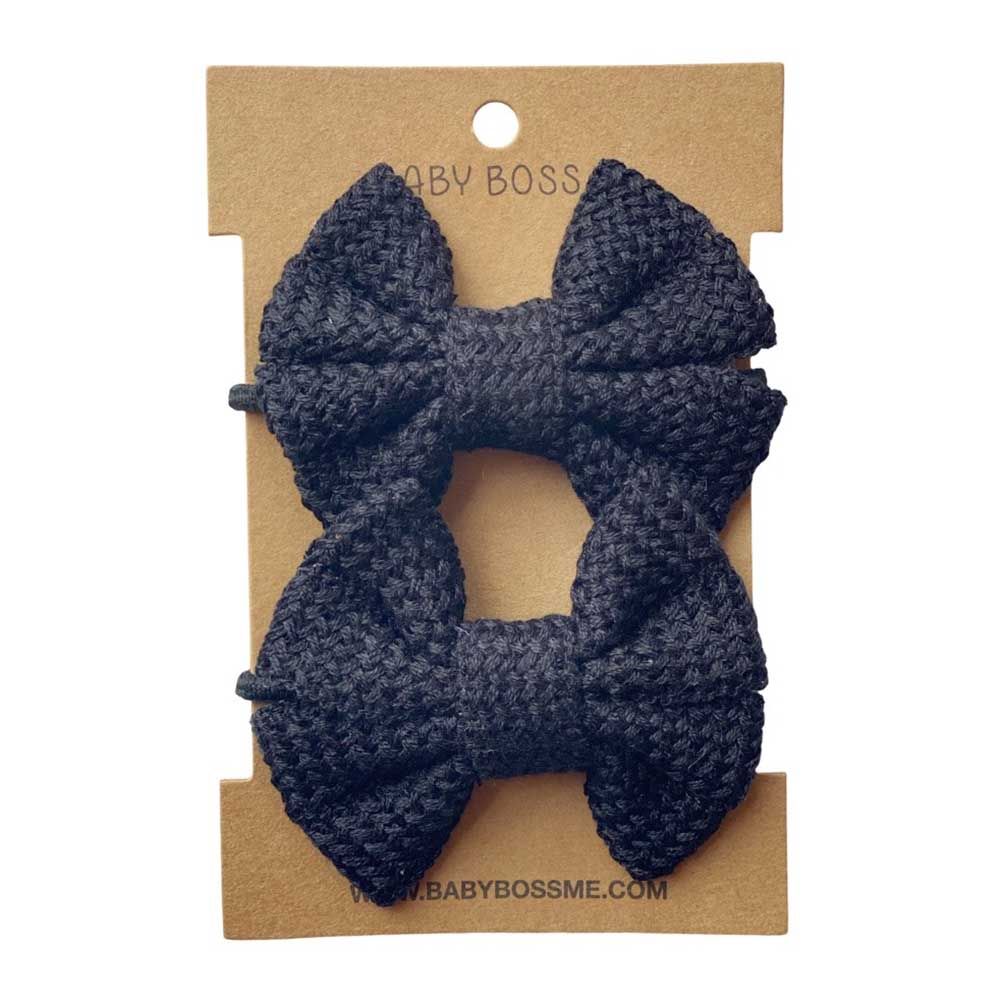 Baby Boss - Kids Hair Tie Bow - Black - 2pcs