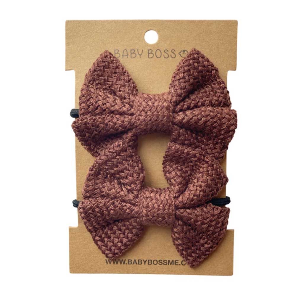 Baby Boss - Kids Hair Tie Bow - Brown - 2pcs