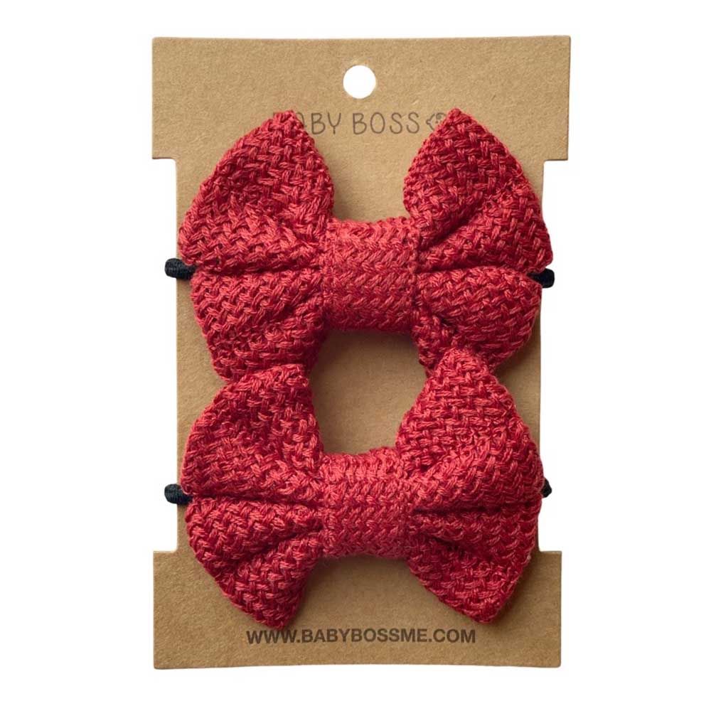 Baby Boss - Kids Hair Tie Bow - Red - 2pcs