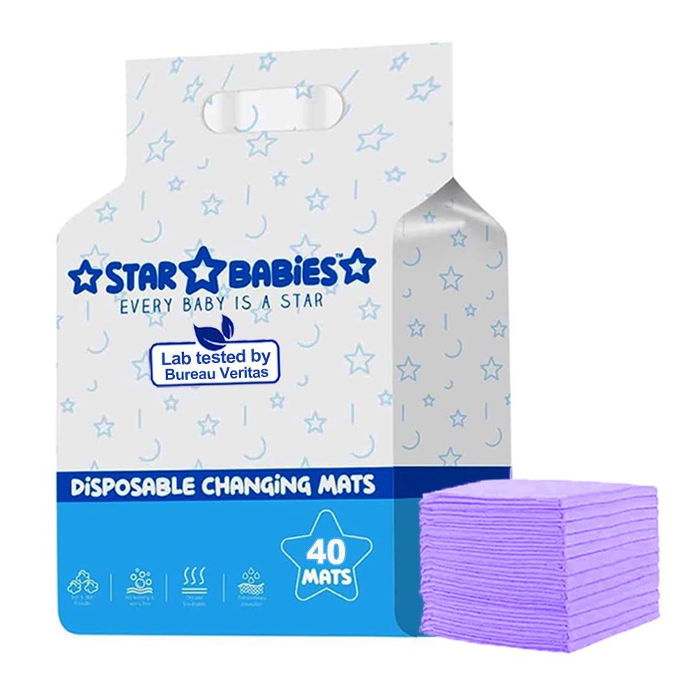 Star Babies - Disposable Pack Of 40 Changing mats (45x60cm) Large, - Lavender