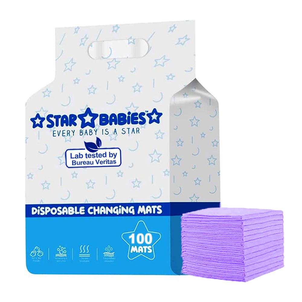 Star Babies - Disposable Pack Of 100 Changing mats (45x60cm) Large, - Lavender