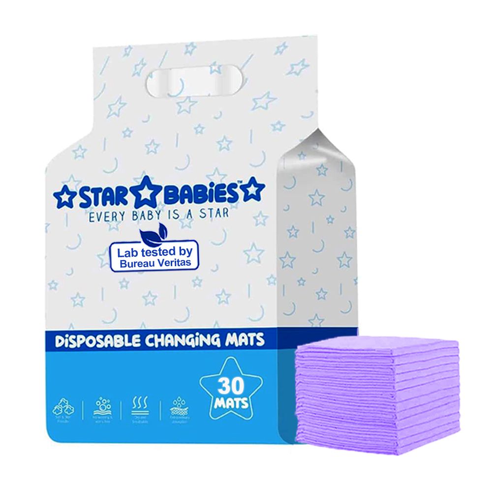 Star Babies - Changing Mat 30pcs & Disposable Towel 3pcs & Kn95 - Lavender