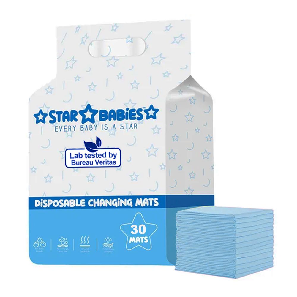 Star Babies - Disposable Changing Mat - L - 45 X 60 cm - 30pcs - Blue