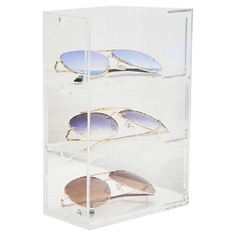 Homesmiths - Vanity Clear 3 Tiers Glasses Display Drawers - Clear