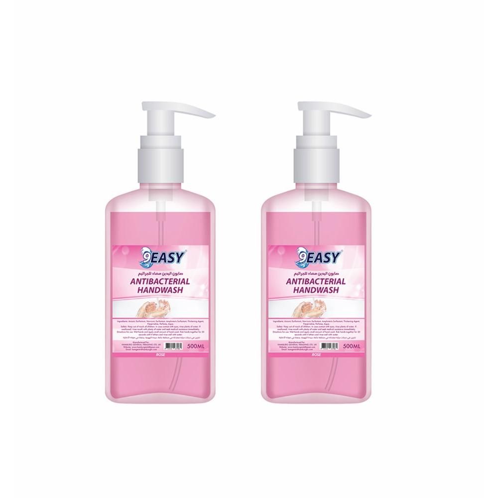 9EASY - Antibacterial Hand Wash Rose - 500ml - Pack of 2