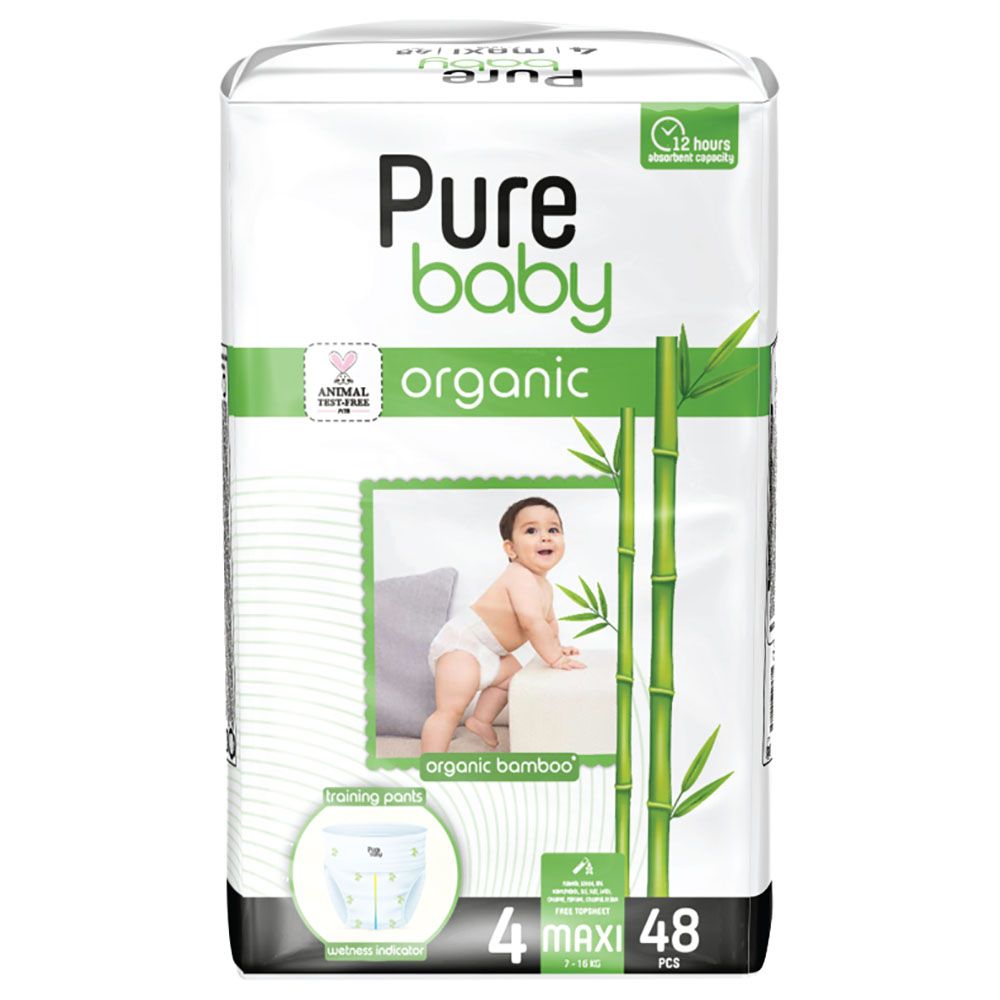 Purebaby - Pull Up Pant Diapers w/ Organic Bamboo - 7-16 Kg - S4 - 48pcs