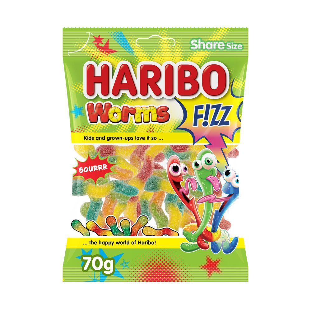 Haribo - Fizz Worms Gummy Candy - 70 g