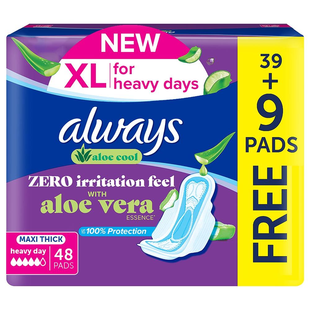 Always - Aloe Cool Disposable Maxi Thick Pads w/ Aloe Vera - XL - 48pcs