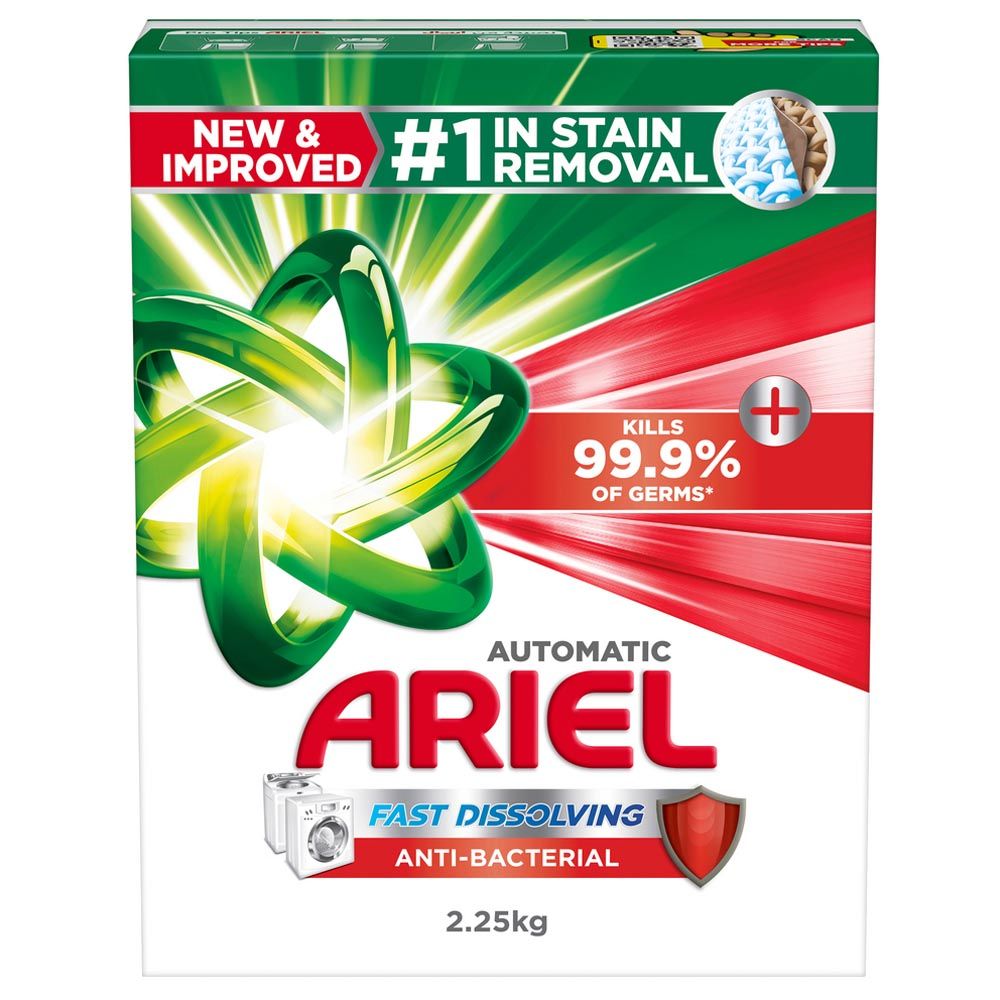 Ariel - Anti-Bacterial Laundry Detergent Powder - 2.25 Kg - Pack of 2