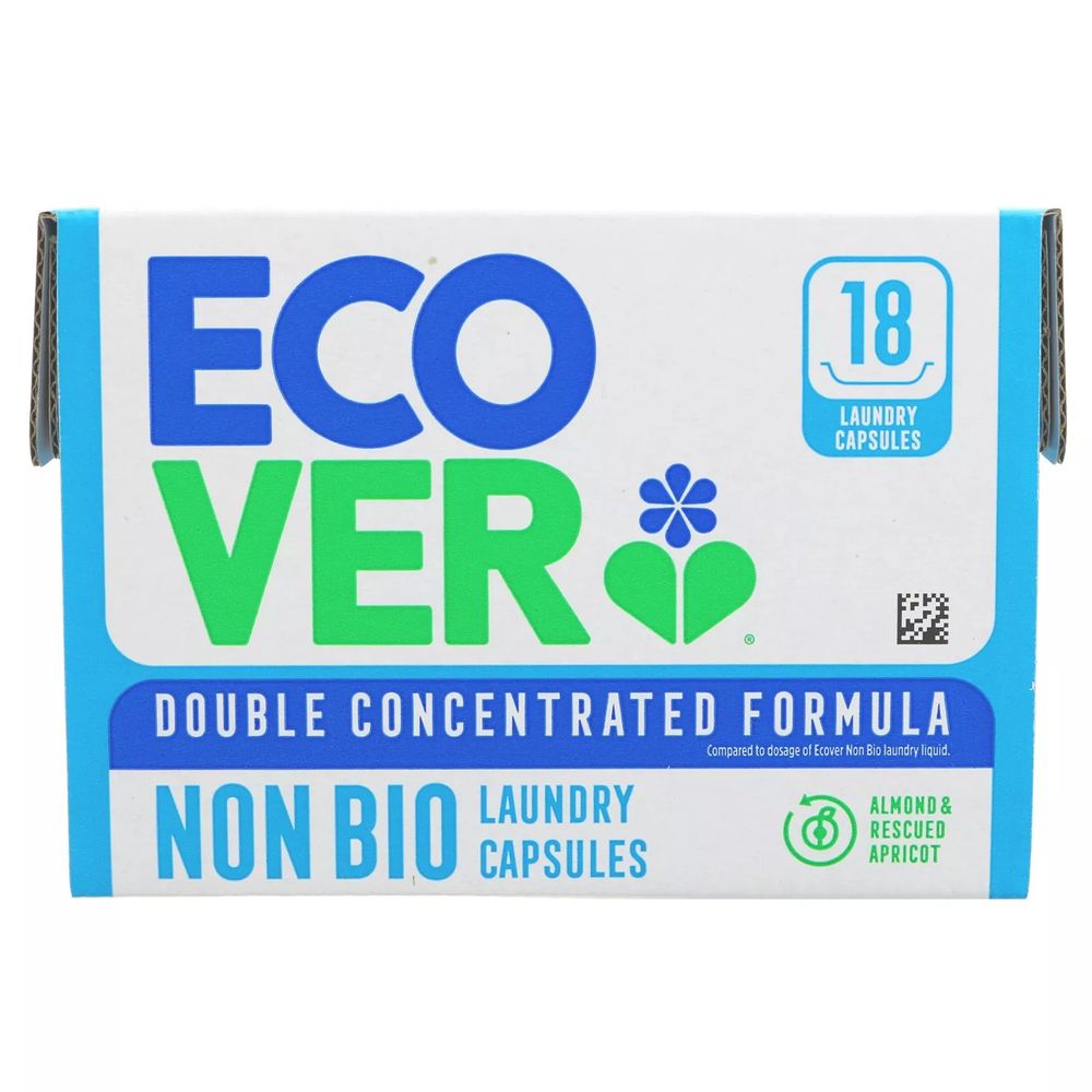 Ecover - Non-Bio Laundry Pods Detergent With Fresh Almond & Rescued Apricot Scent, 18 Pods