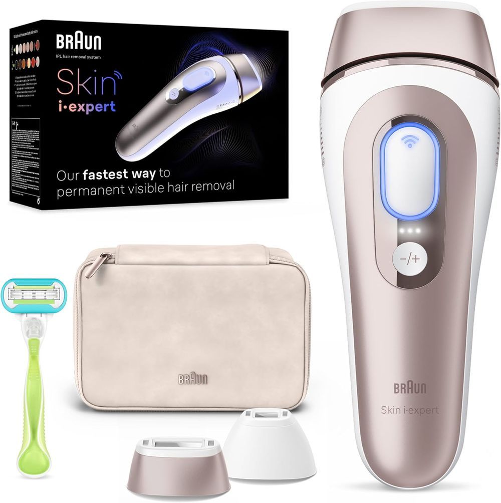 Braun - IPL Skin Hair Removal Device With Pouch, Venus Razor And 2 Heads - Bronze/White