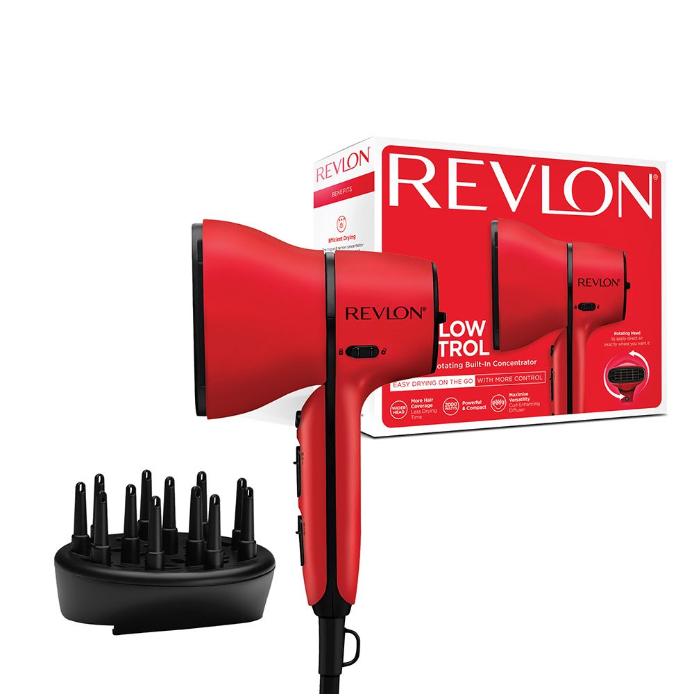 Revlon - Airflow Control Dryer W/ Rotating Built-in Concentrator - Red