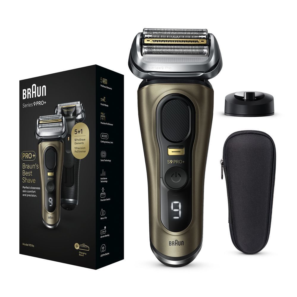 Braun - Series 9 Pro+ Electric Shaver With Charging Stand And Travel Case - Gold