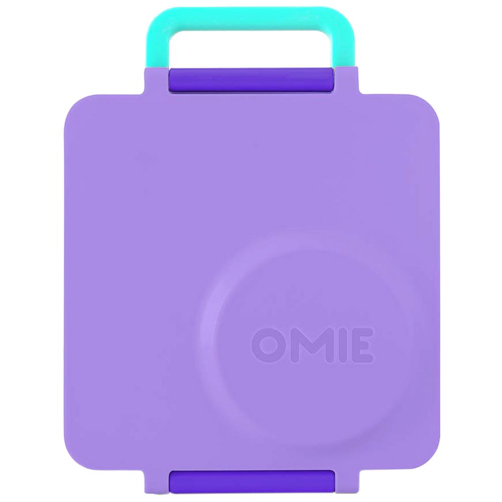 OmieLife 2nd Gen OmieBox 3 Compartments Kids Bento Box with Insulated Thermos-Purple