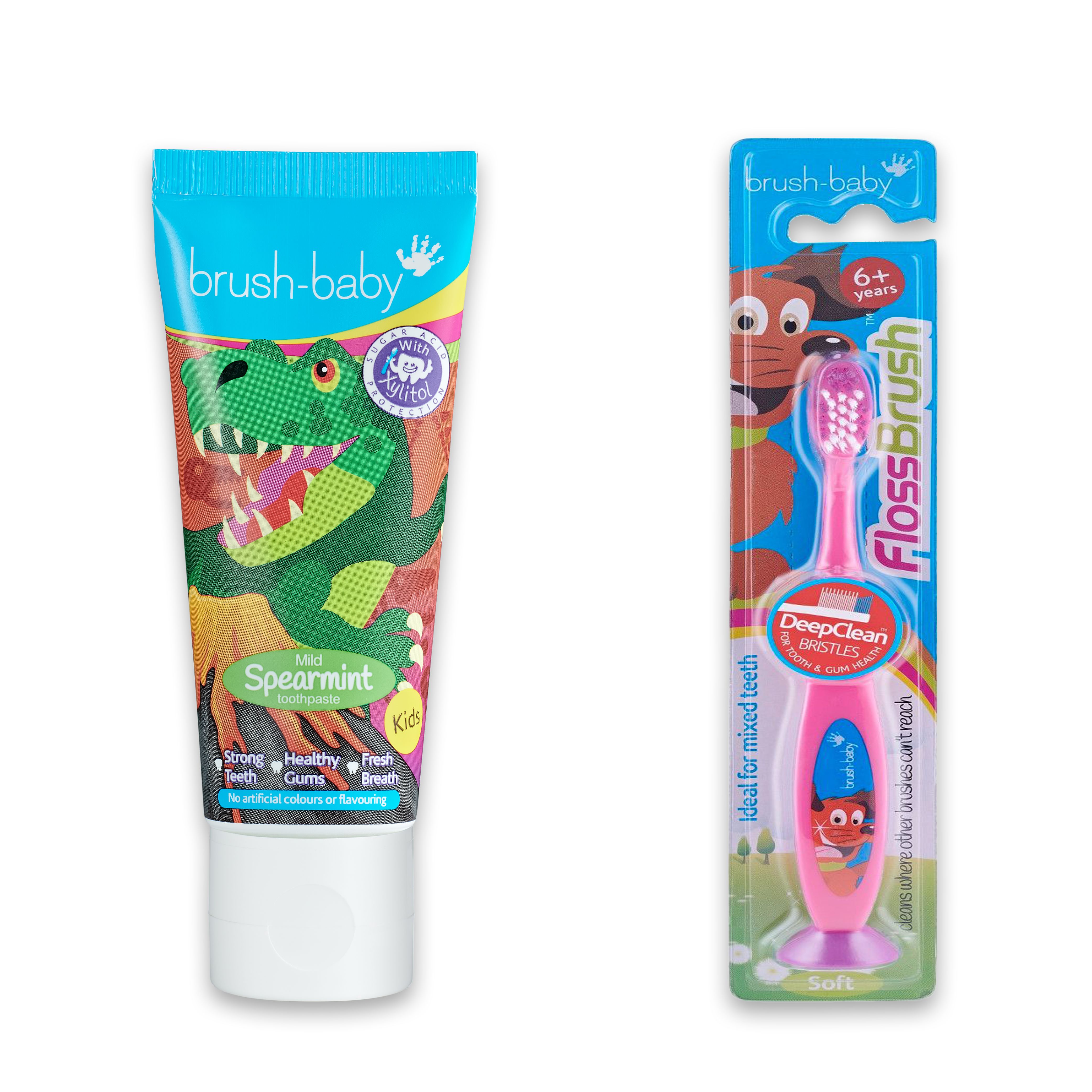 Brush Baby - Floss Brush + Spearmint Toothpaste 50ml