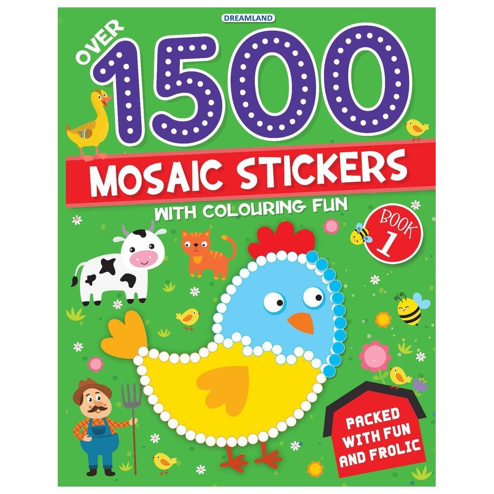 1500 Mosaic Stickers Book 1 With Colouring Fun