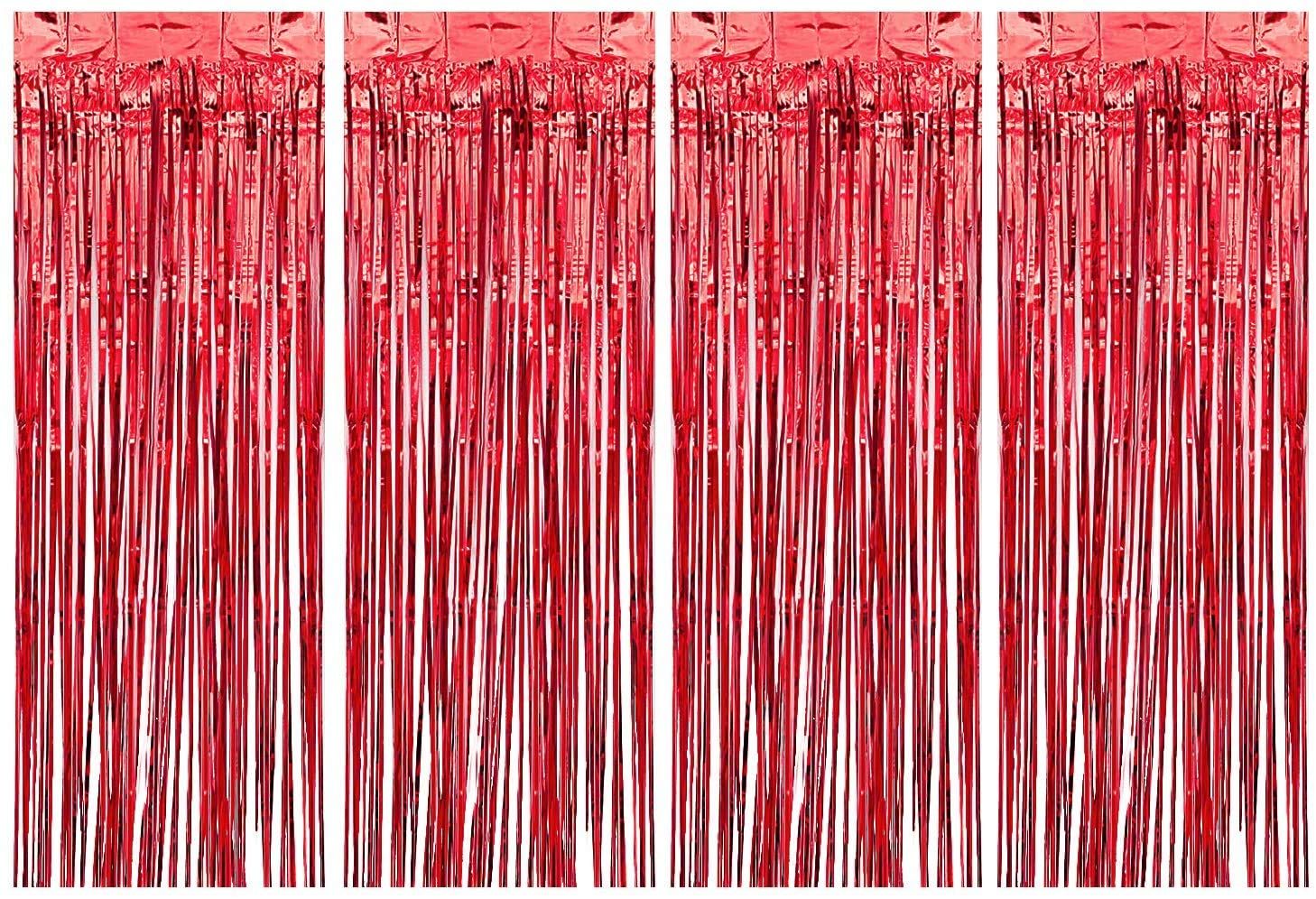 Highland - Red Metallic Foil Fringe Curtain 4pcs