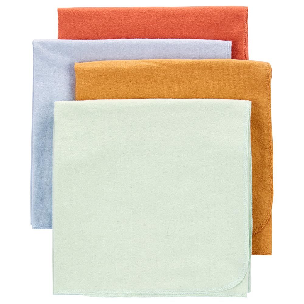 Carters - 4pc-Set - Receiving Blankets - Orange/White