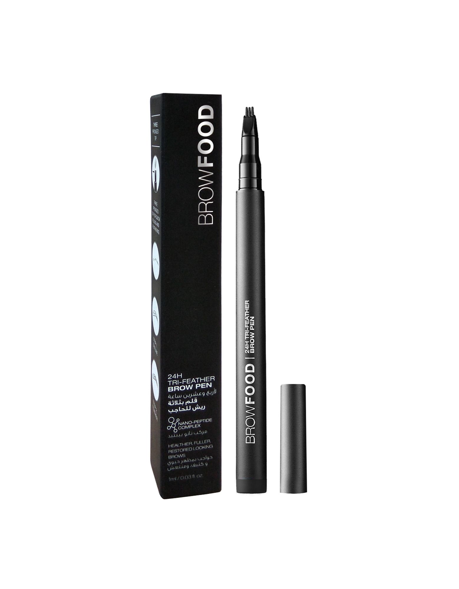 BrowFood 24H Tri-Feather Brow Pen Dark Charcoal