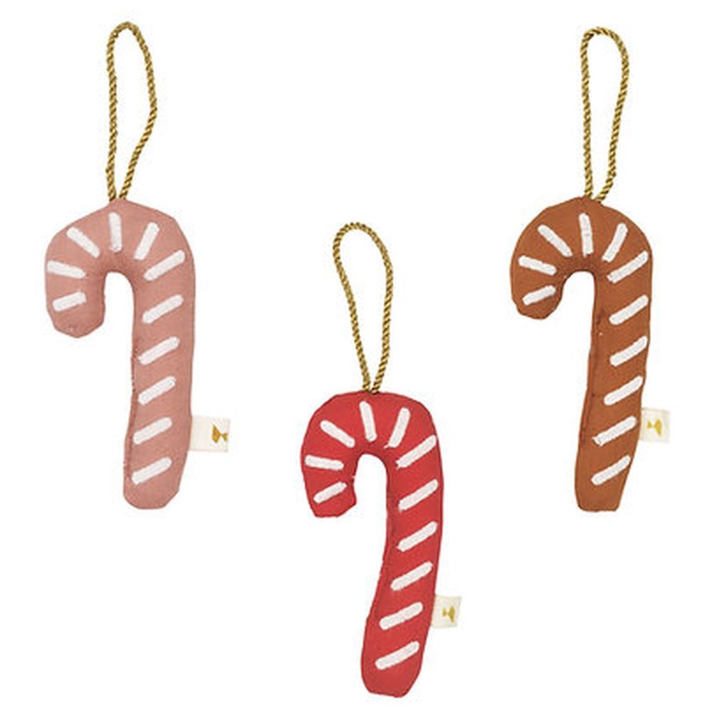 Fabelab - Organic Embroidered Christmas Ornament - Candycane - 3pcs