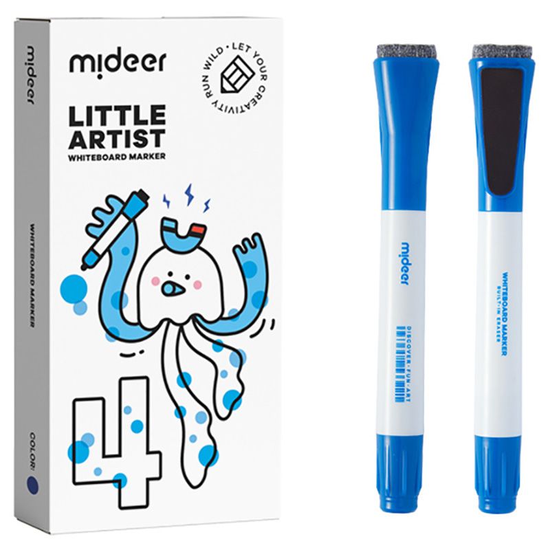 Mideer - White Board Markers - 4pcs - Blue