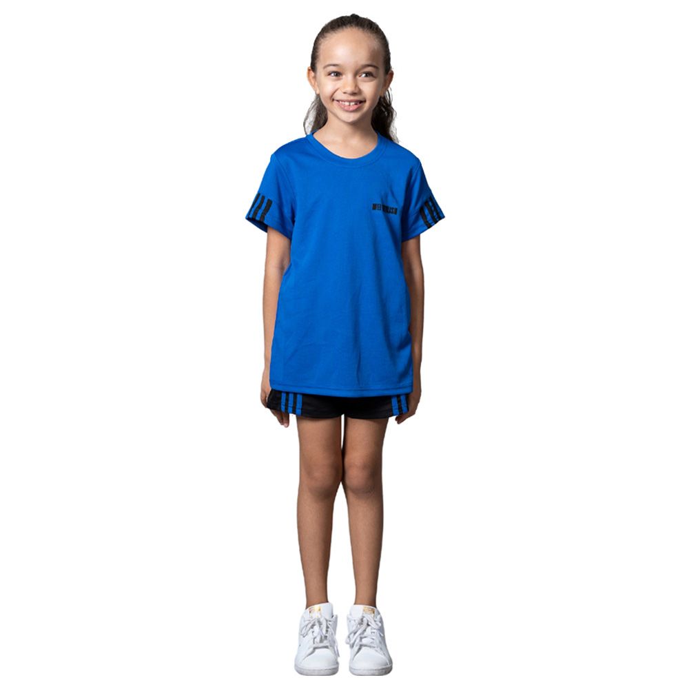 Mei Stylish - 2pc-Set - Active Wear T-Shirt And Shorts - Blue