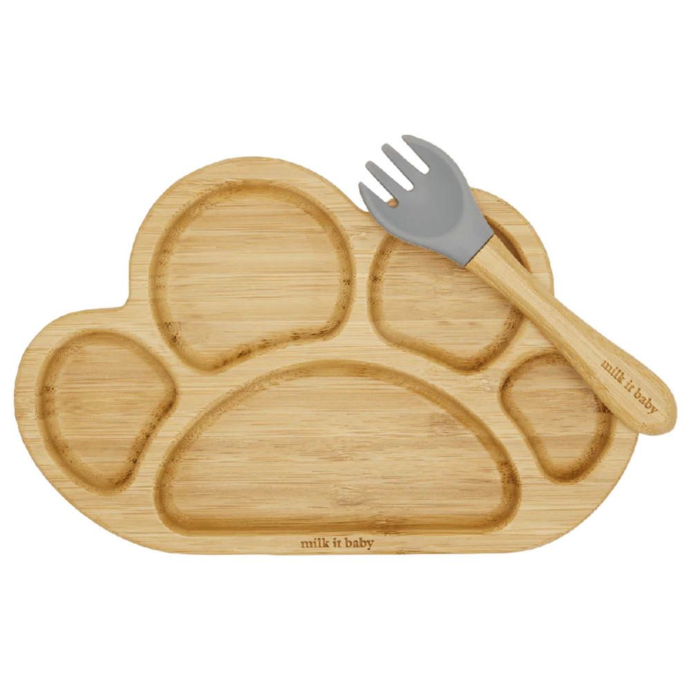 Milk It Baby - Bamboo Tiger Paw Plate Set - Berry Blue