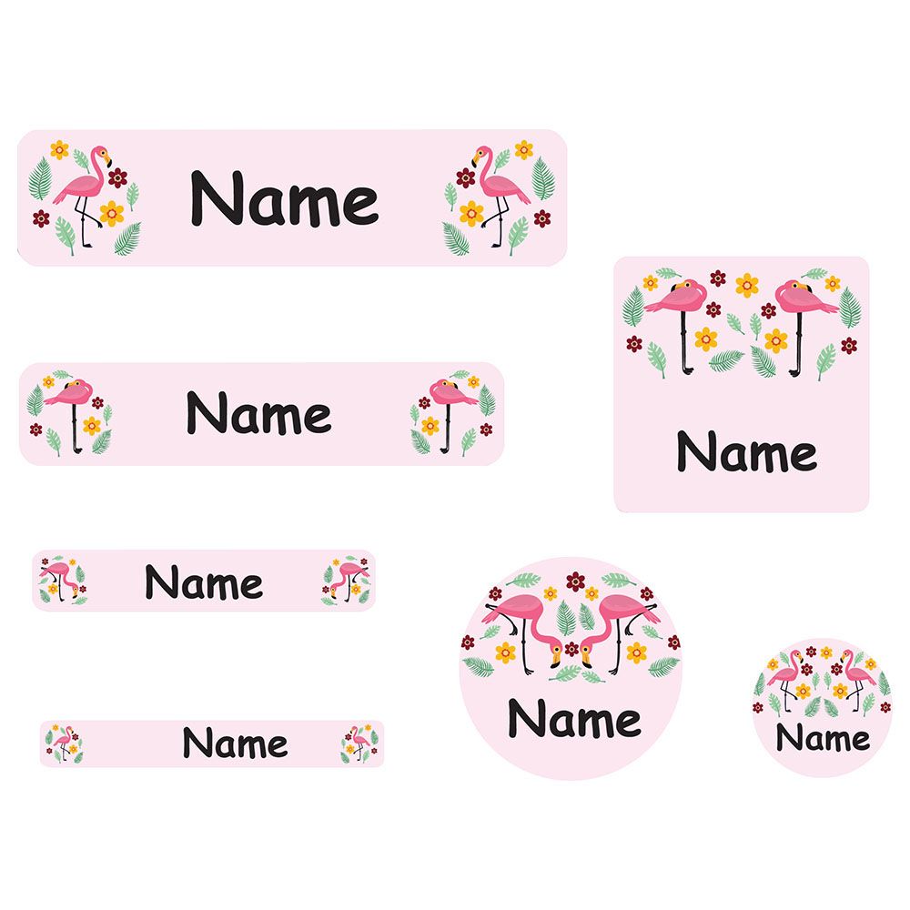 Mylabels - Personalized Shoe Labels - Flamingo Camp - Pack of 12