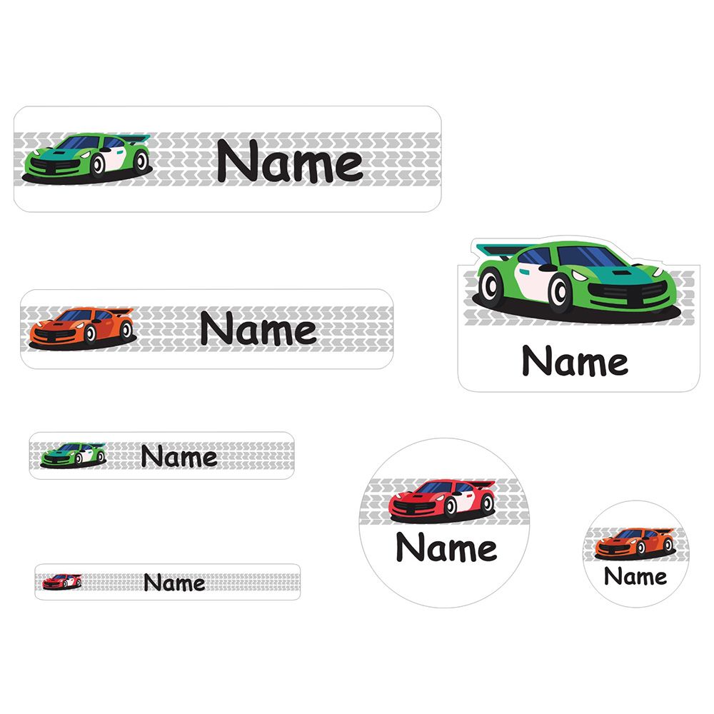 Mylabels - Personalized Shoe Labels - Race Car - Pack of 12