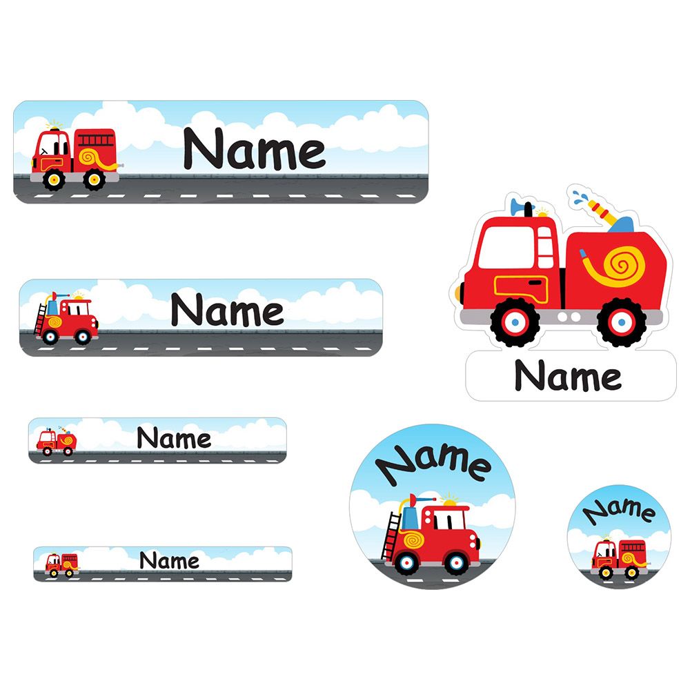 Mylabels - Personalized Shoe Labels - Fire Truck - Pack of 12