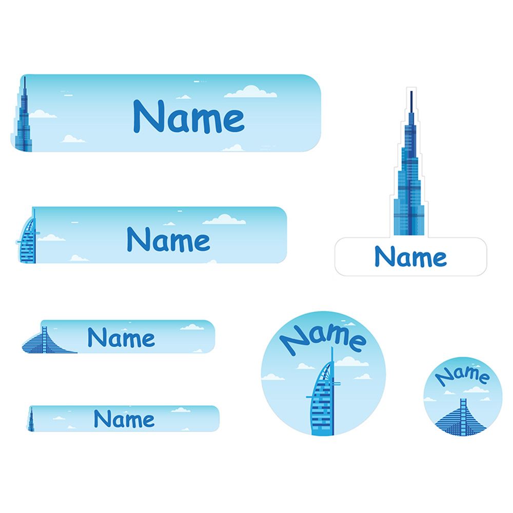 Mylabels - Personalized Shoe Labels - Dubai Skyline - Pack of 12