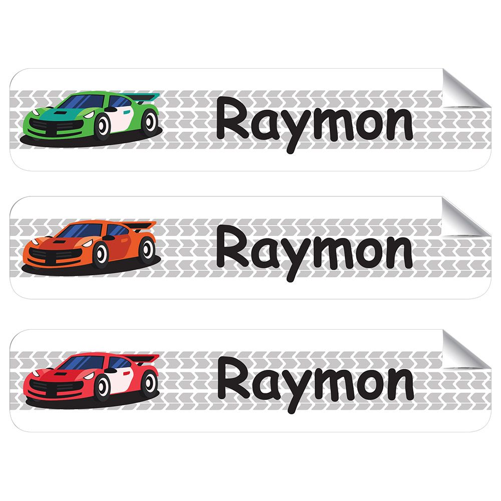 Mylabels - Personalized Iron On Labels - Race Car - Pack of 50