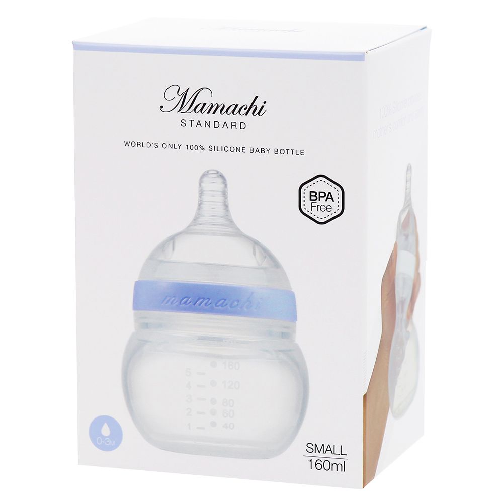 Mamachi - 100% Silicone Standard Baby Bottle - 160 ml - Blue