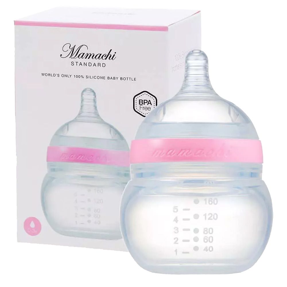 Mamachi - 100% Silicone Standard Baby Bottle - 160 ml - Pink