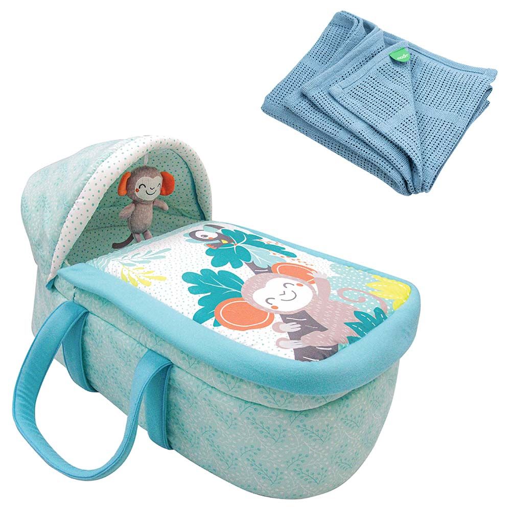 Moon - Jungle Friends Moses Basket w/ Organic Cellular Blanket