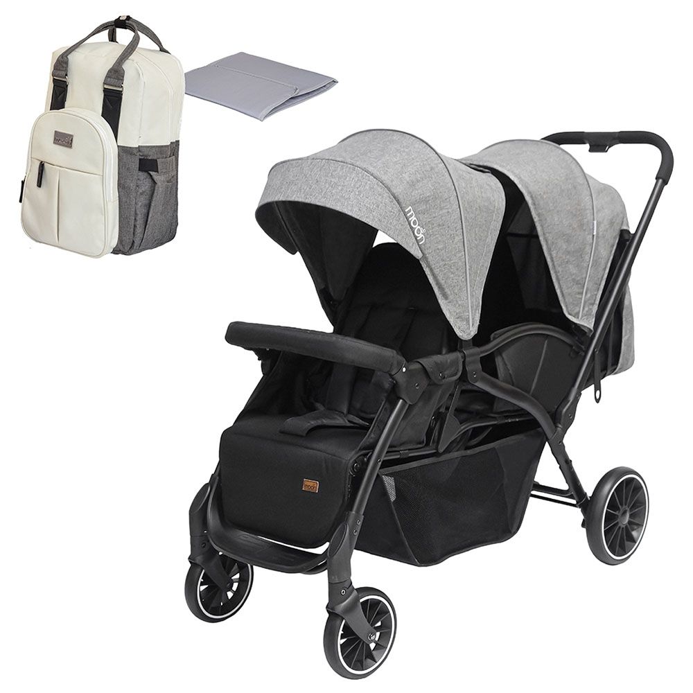 Moon - Dois Twin Stroller w/ Luca Diaper Backpack