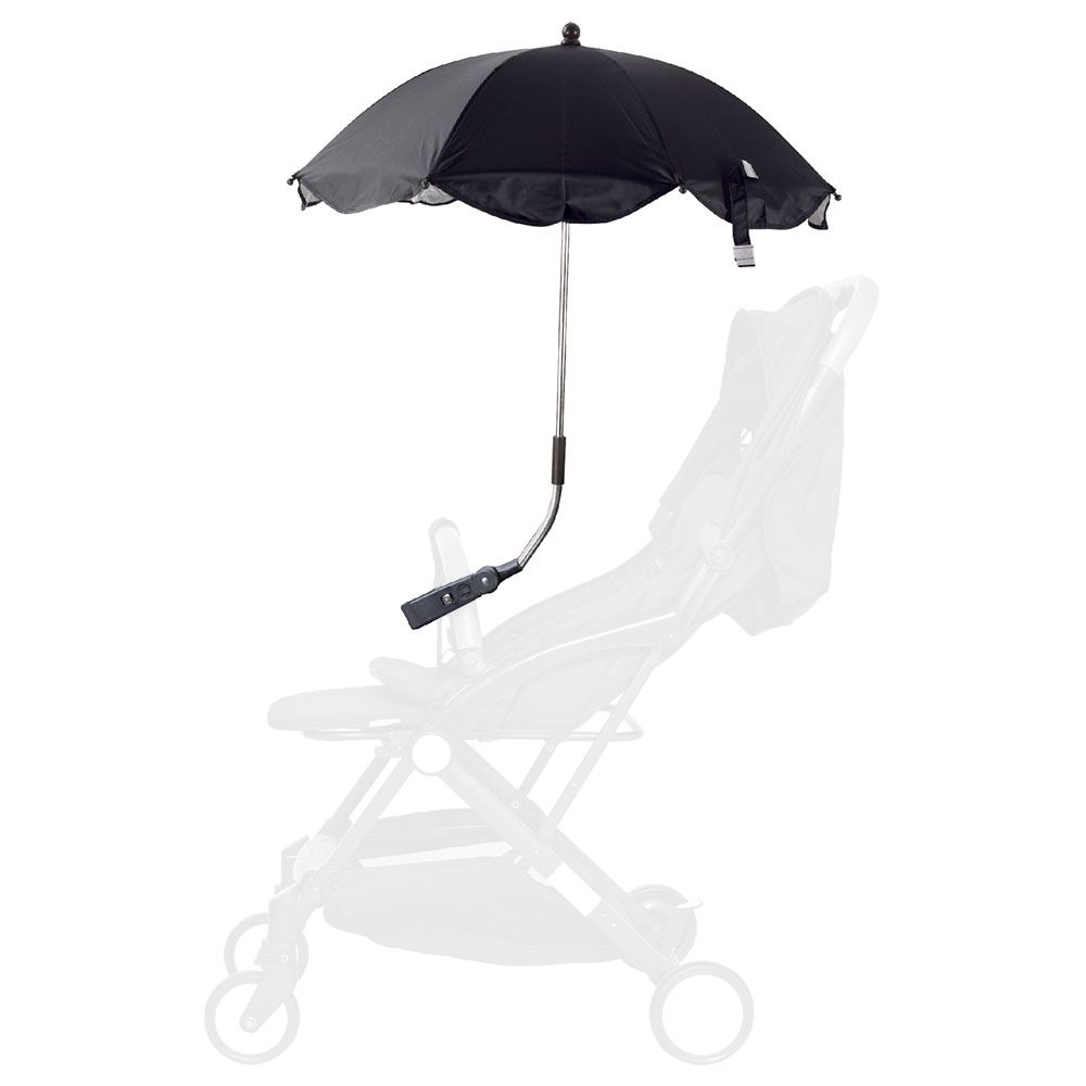 Moon - Waterproof Baby Stroller Umbrella w/ Adjustable Arm - Black