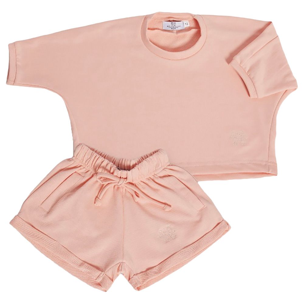 Mon.Amelissa - 2pc-Set - Girls French Terry Set - Peach Pink