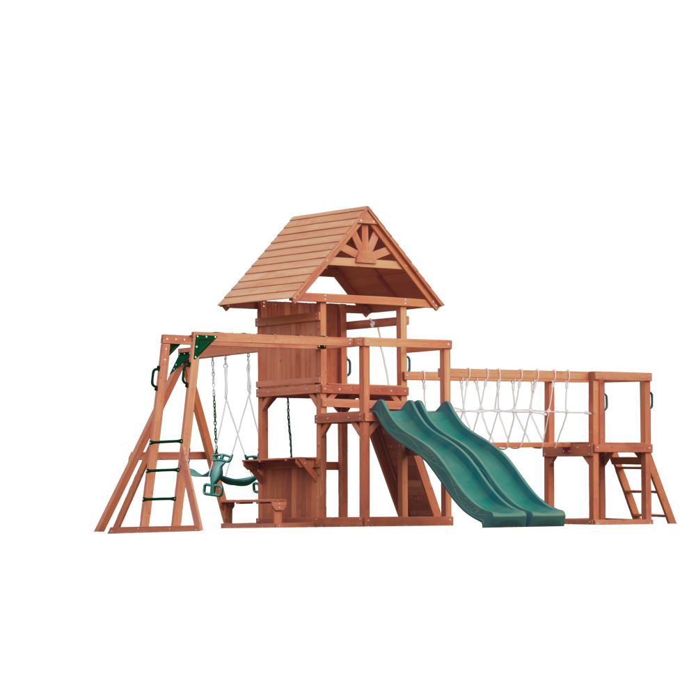 Mountpeak - Double Decker Everest Swing Set & Playhouse w/ Roof