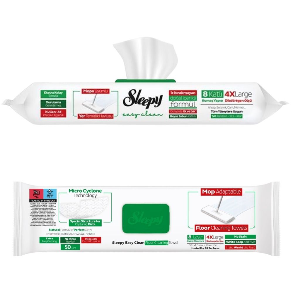 Sleepy - Mop Compatible Cleaning Wipes - White Soap - 50 Pcs