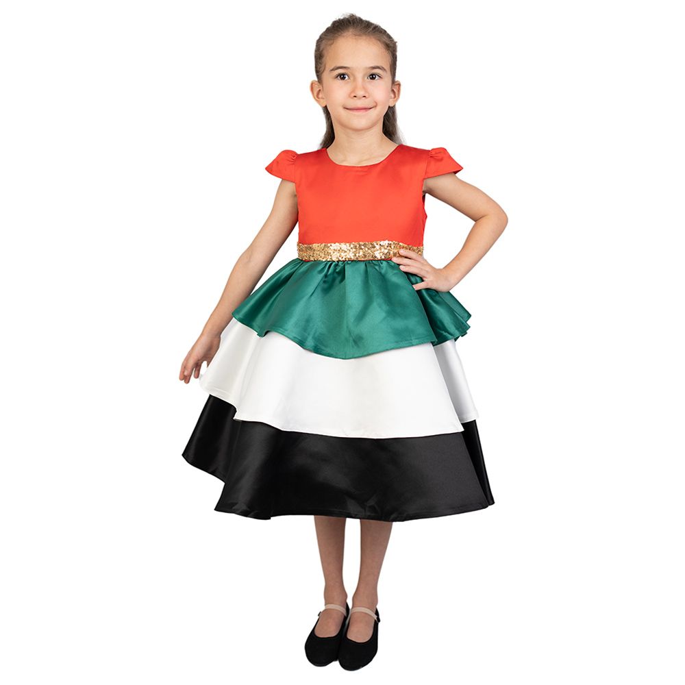 D' Daniela - UAE National Day Flag Dress w/ Gold Belt