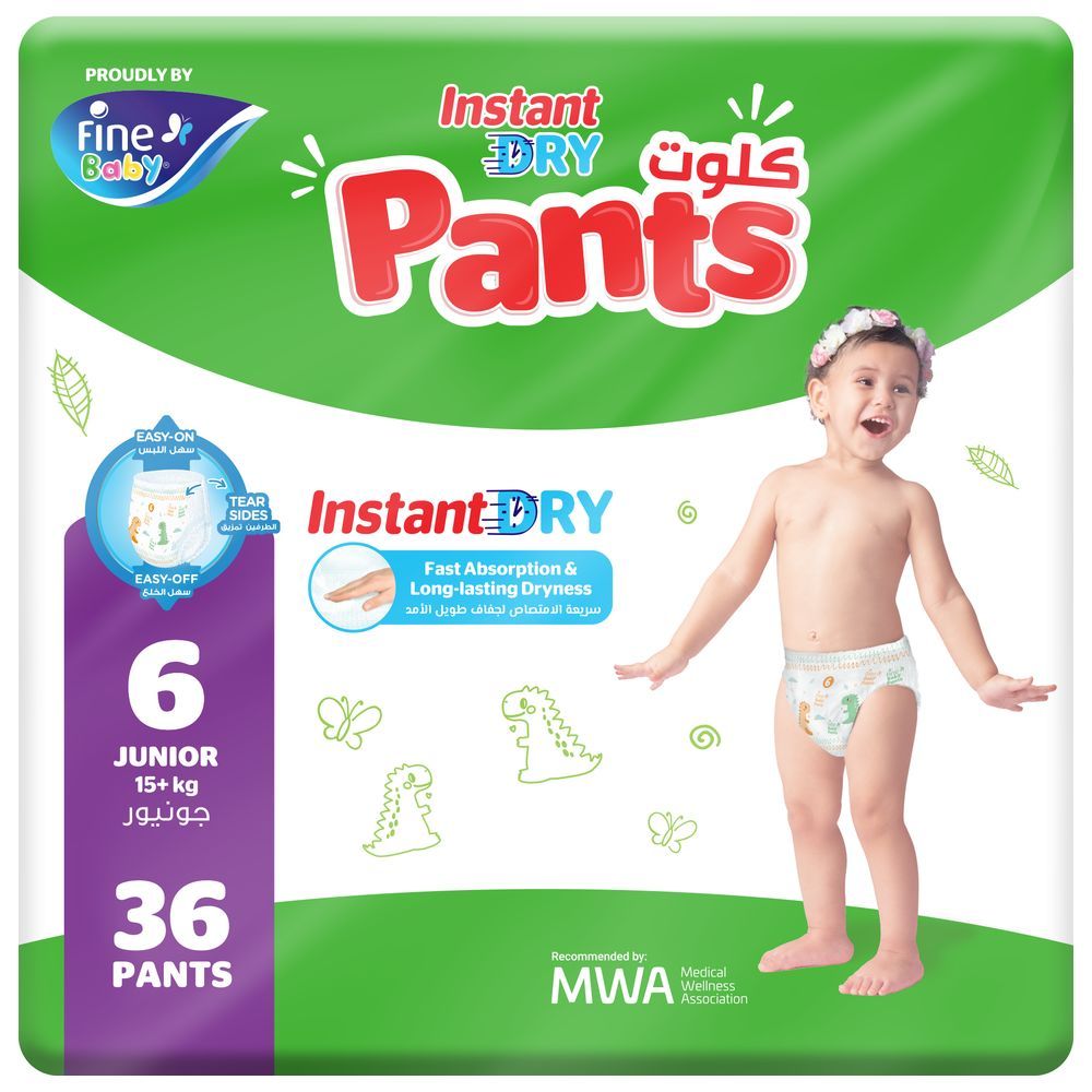 Fine Baby - Instant Dry Pants - 15 Kg+ - Size 6 - Junior - 36pcs