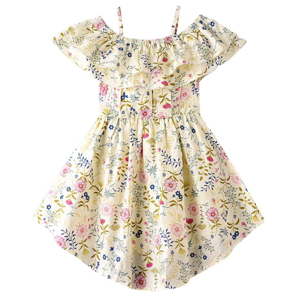 Jelliene - Twirling Blooms Summer Girl's Cotton Floral Dress