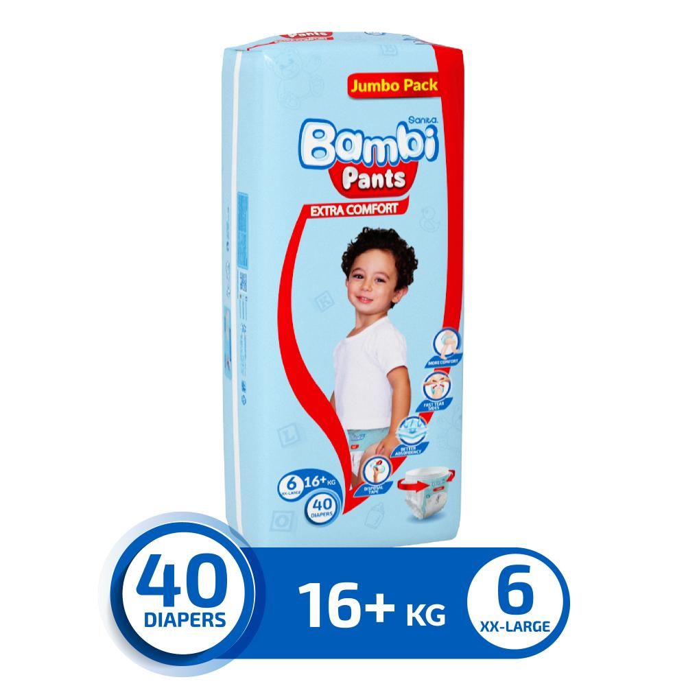 Sanita Bambi - Pants Jumbo Pack Size 6 XXL +16 KG, 40 Count