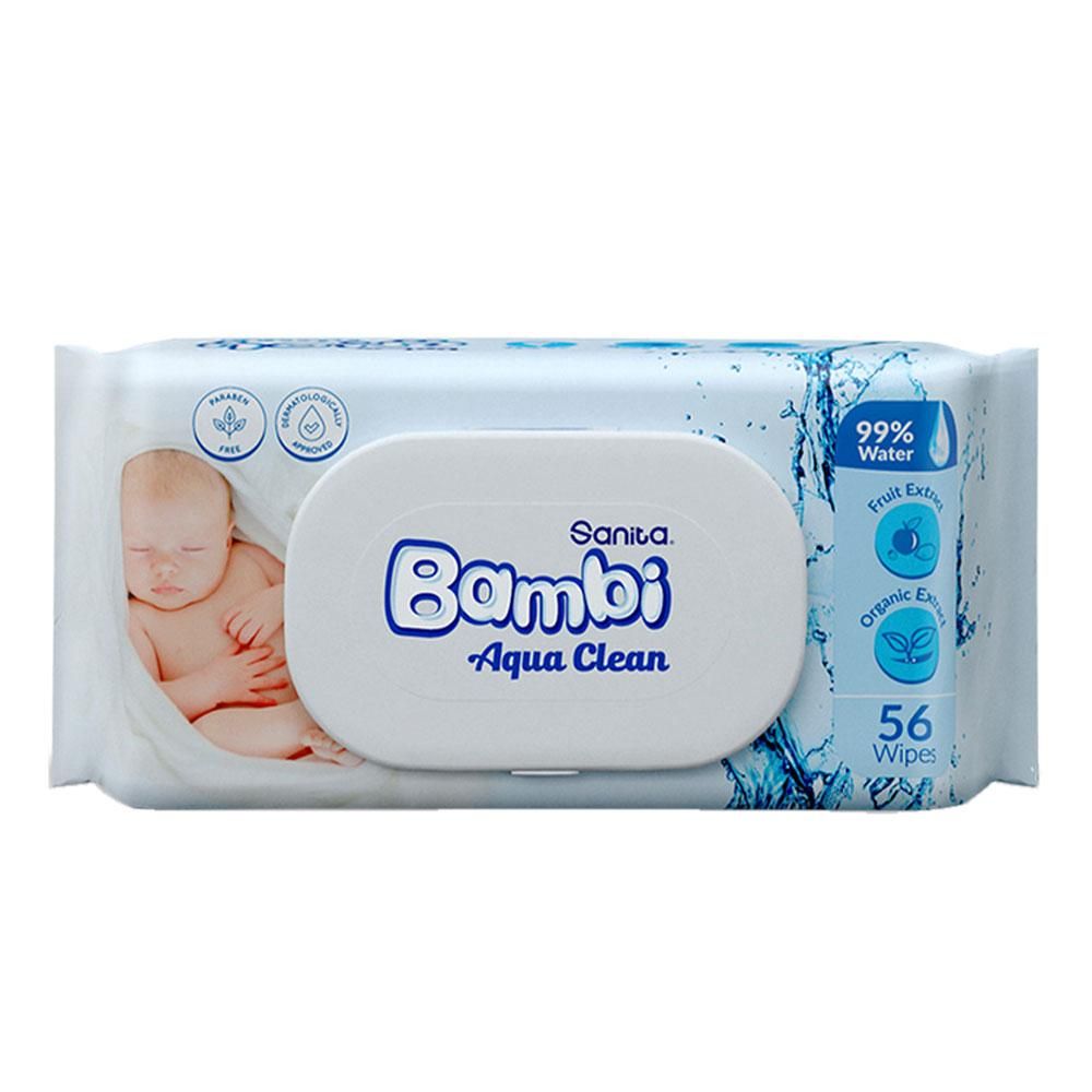 Sanita Bambi - Baby Wet Wipes Aqua Clean - 56 Wipes