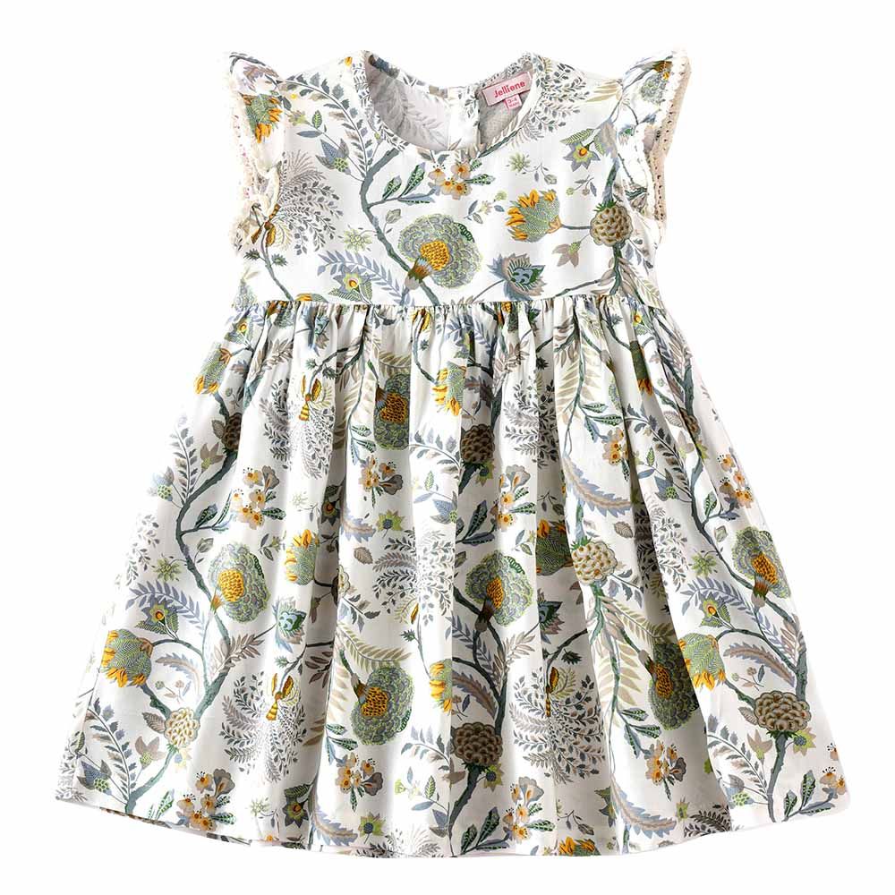 Jelliene - Sunshine Sprinkles Printed Flowy Viscose Dress