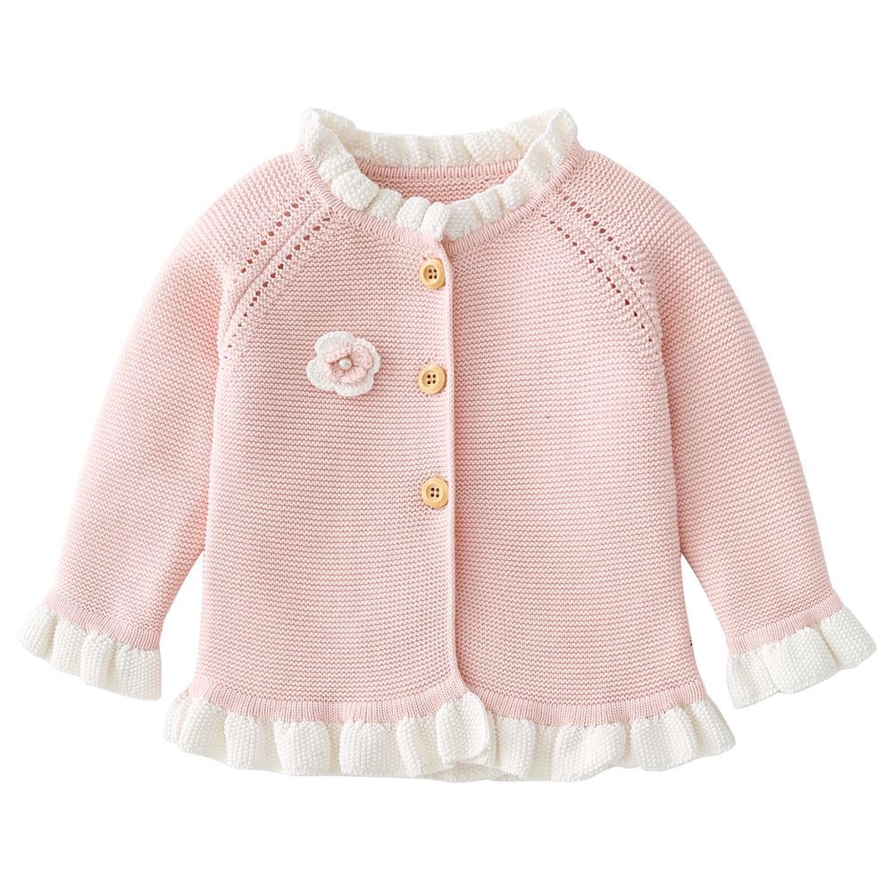 Sugar Rush - Appliqued Round Neck Full Sleeves Jacket - Pink