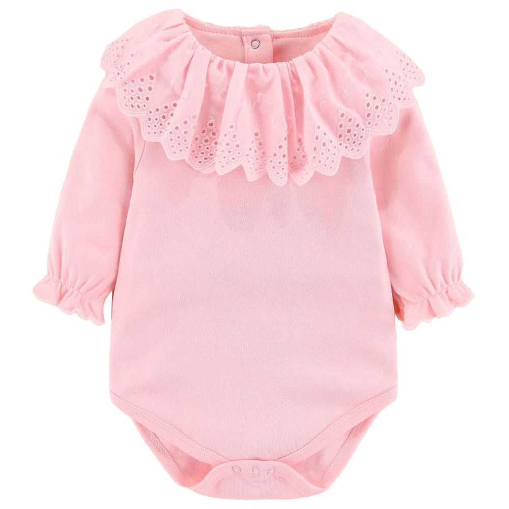 Sugar Rush - Baby Girls Solid Neck Full Sleeves Onesie - Pink